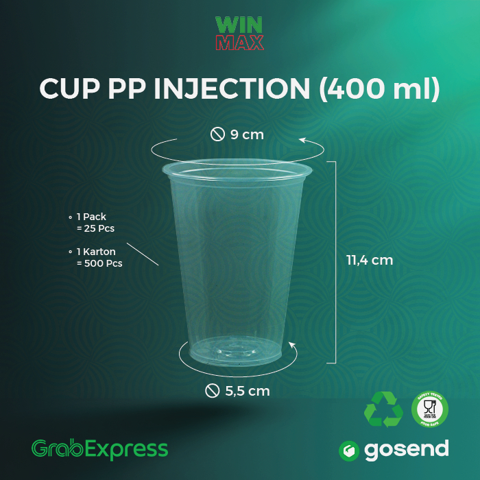 Cup 400ml - 14oz - Gelas Plastik 400ml - isi 25pcs/pack - CUP ONLY