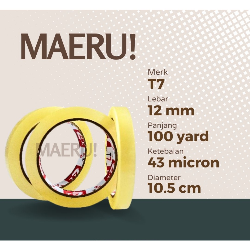 

LAKBAN T7 ISOLASI SELOTIP BENING 12 MM X 100 YARD MUTU TERJAMIN