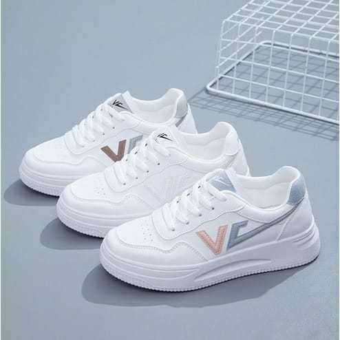 Sasakura Shoes Sepatu Import Sneakers Wanita Dewasa Korea Kekinian Cewek Terbaru Putih Polos Kuliah 