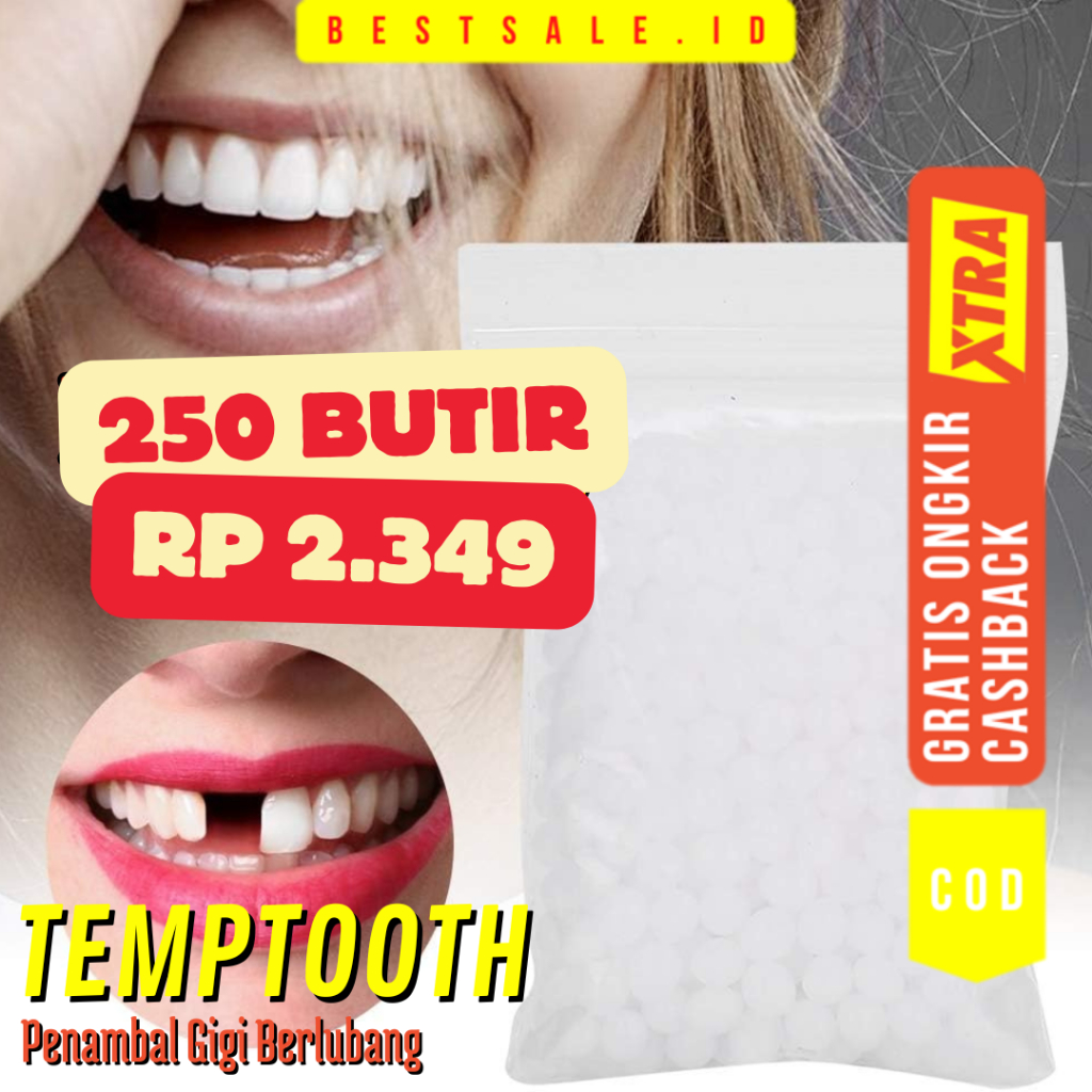 Penambal Gigi 250 Butir - Temptooth Gigi Palsu 250 Butir - Temporary Tooth Repair Kit Denture Teeth 250 Butir