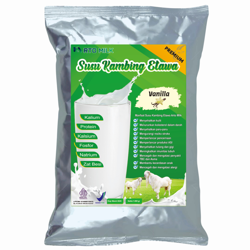 

Arto Milk Susu Bubuk Kambing Etawa Premium Vanilla 1 Kg Alumunium Foil