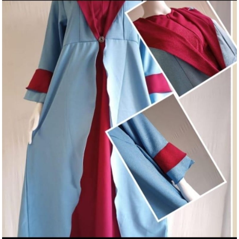Gamis Kombinasi Warna Polos Murah Keren