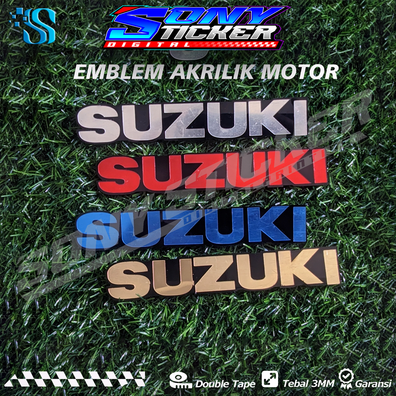 Emblem Akrilik Motor Tulisan Suzuki 1 Set 2 Pcs - Logo / Emblem Motor Huruf Suzuki