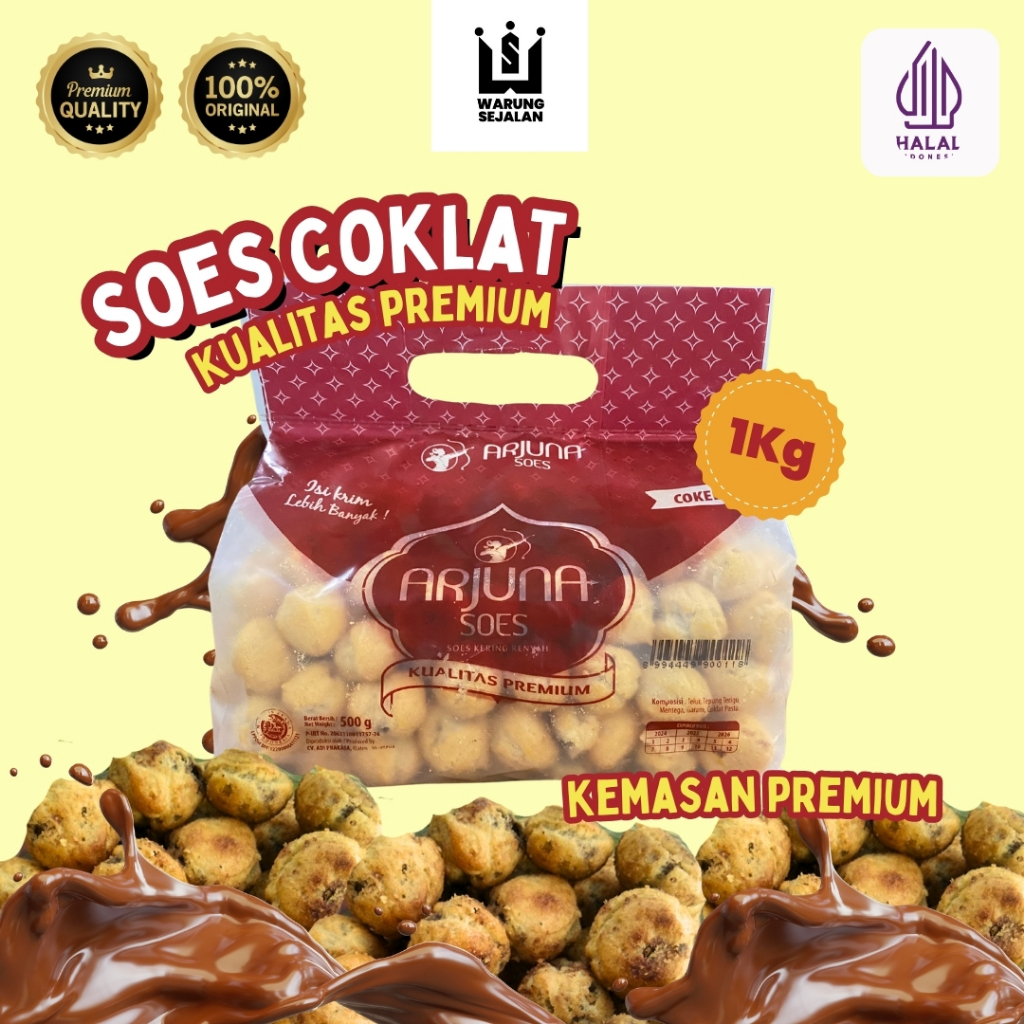 

Soes Coklat 1kg Premium Arjuna dengan kemasan premium Sus Coklat 1 kg kue sus cokelat soes cokelat kue soes coklat kue sus isi