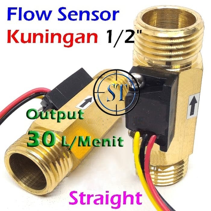 WFS-04A Water flow Sensor Arus Air 1/2" Kuningan Output 30 Liter/Menit Tahan Panas Tekanan Anti Kara