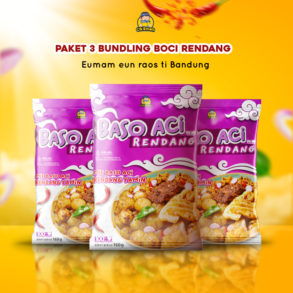 

Cikemam Bundling 3 Baso Aci Rendang Gurih Pedas Manis Padang Original Yamin Hemat Terbaru Instan Boci