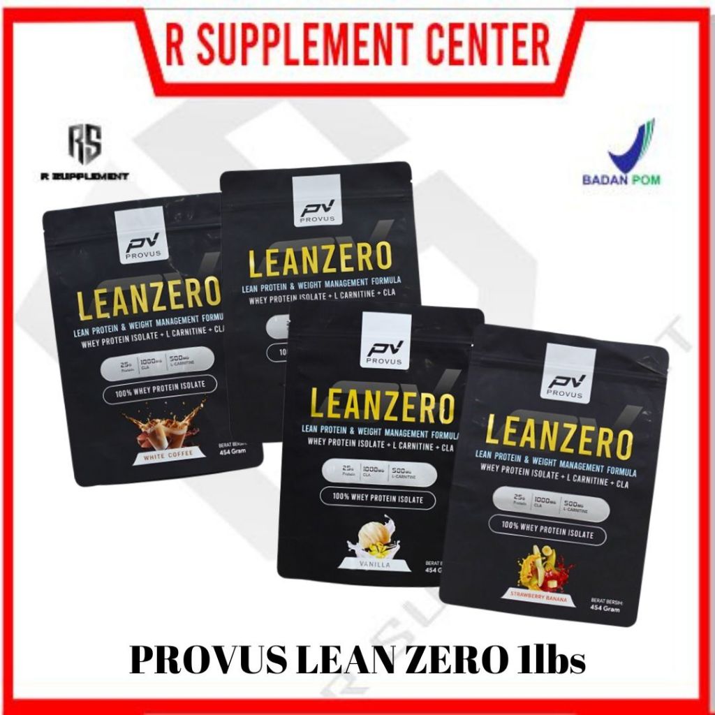 Provus Lean Zero 1lbs 454gram LeanZero Whey Protein Isolate Strawberry Banana Chocolate Vanilla