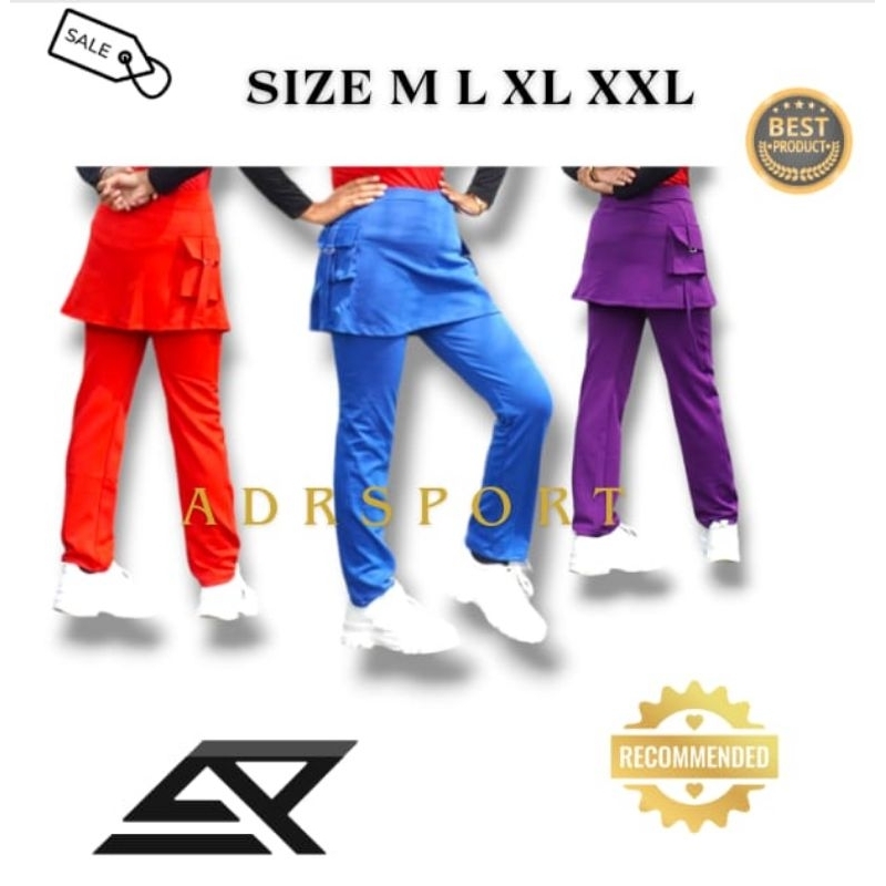 Celana senam wanita  rok kantong/ celana olahraga rok kantong samping