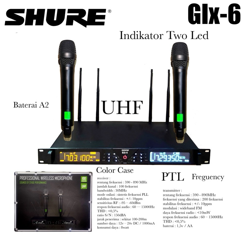 mic wireless Shure Glx6 Professional multi  channel