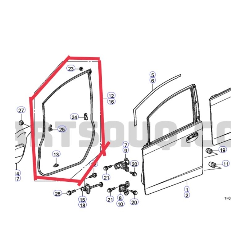 karet pintu Honda Jazz ge8 2008-2013 original