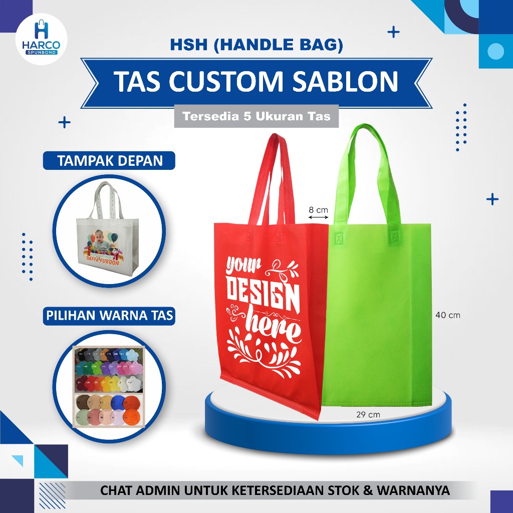 

Custom Sablon Tas Spunbond Tote Bag Custom Printing Custom Sablon Tas Promosi Goodie Bag Custom
