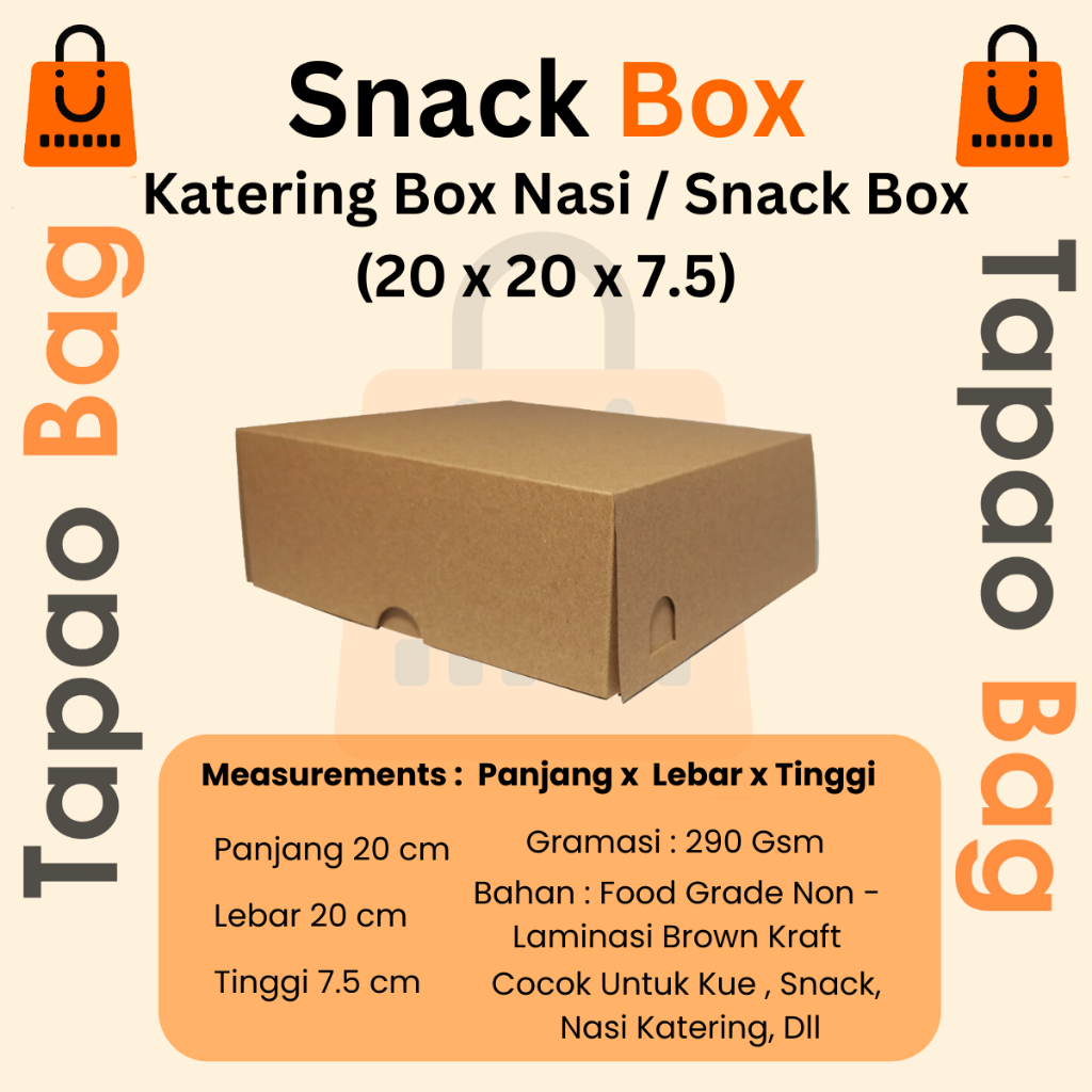 Catering Box 20x20 Eco Craft | Box Kue | Kotak Nasi | Dus Nasi - Pcs