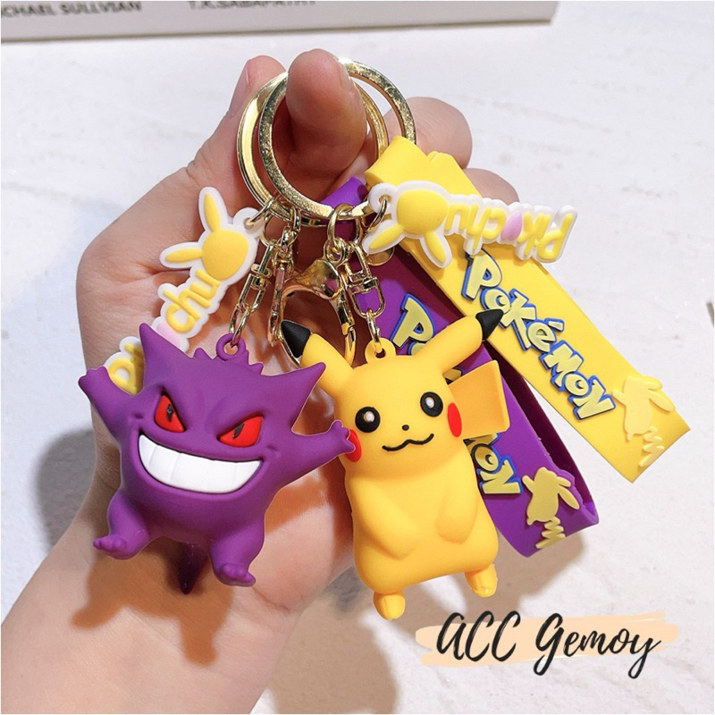 ✨ACC GEMOY✨ Gantungan Kunci Pokemon Pikachu Charmander Bulbasaur Psyduck Squirtle Keychain