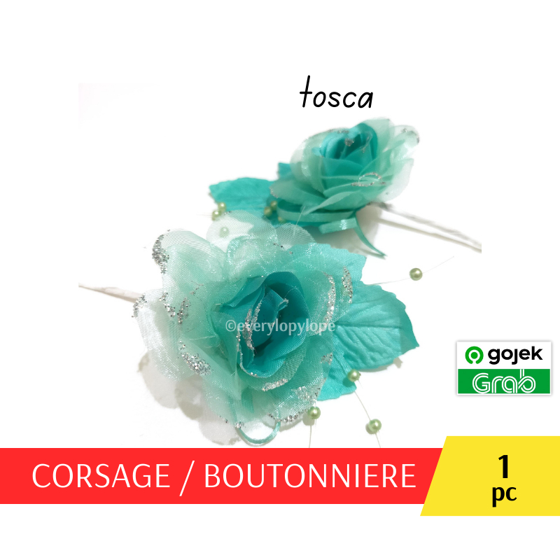 Corsage Pin Jas Korsase Bros Bunga Dada Panitia Pernikahan Hijau Tosca