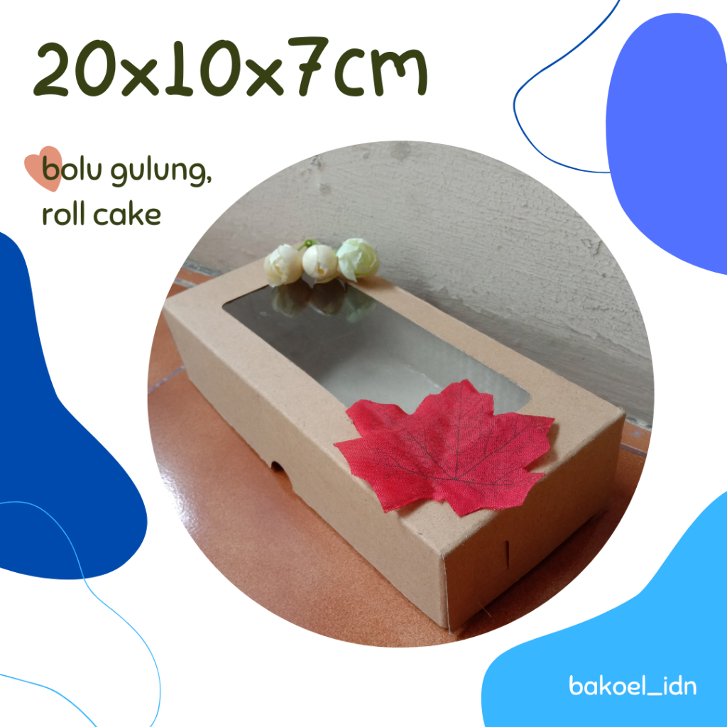 

Kardus Kotak Box Kraft Mika Laminasi Jendela Bolu Gulung Mini Kue
