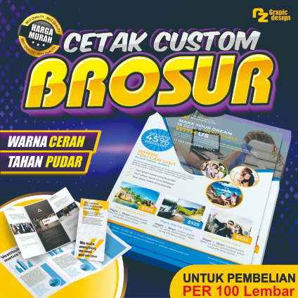 

CETAK BROSUR - FLYER PROMOSI PER 100 LEMBAR BAHAN GLOSY LICIN A5 A4 A3 FULLCOLOR