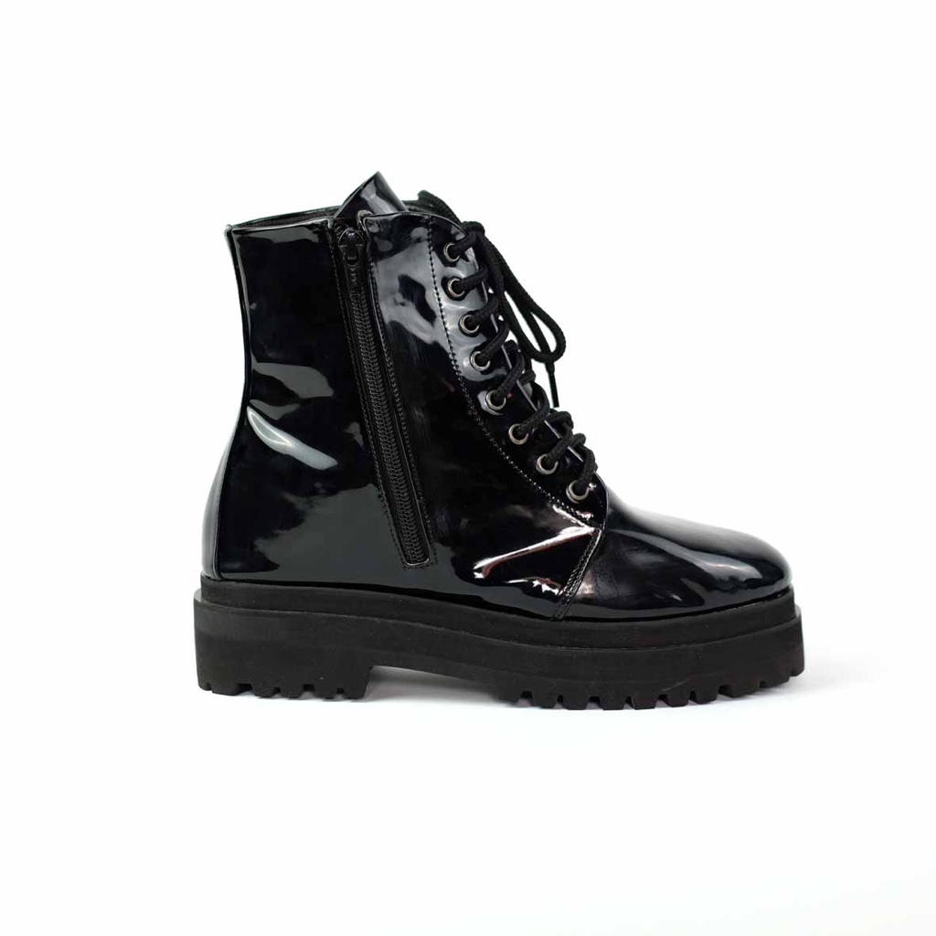 IRV SHOES SEPATU BOOTS WANITA PRIA BLACK GLOSSY RACHEL ANKLE BOOTS