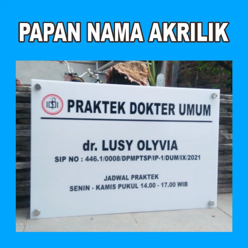 

Papan akrilik, Papan bidan akrilik, papan dokter, Papan apotek, papan paud, papan tk,, papansekolah, papan tpq, papan penunjuk arah, papan toko, papan cukur.