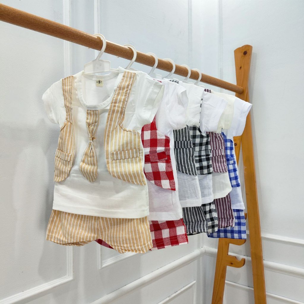 PROMO SET KEMEJA ROMPI MOTIF KOTAK - KOTAK DAN POLOS ANAK