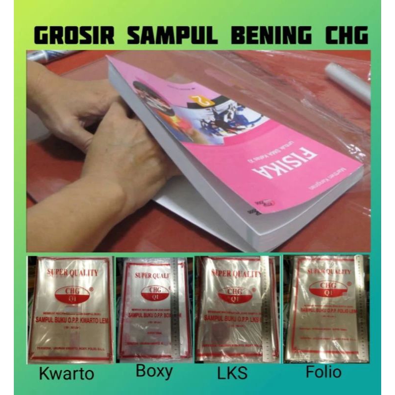 

GROSIR 50 BUAH SAMPUL BUKU TULIS BESAR KECIL JADI PUTIH BENING TRANSPARAN CHG KWARTO BOXY FOLIO LKS MURAH