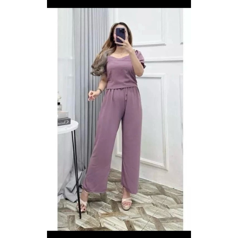 CROP TOP atasan CELANA KULOT / one set wanita / baju harian korea