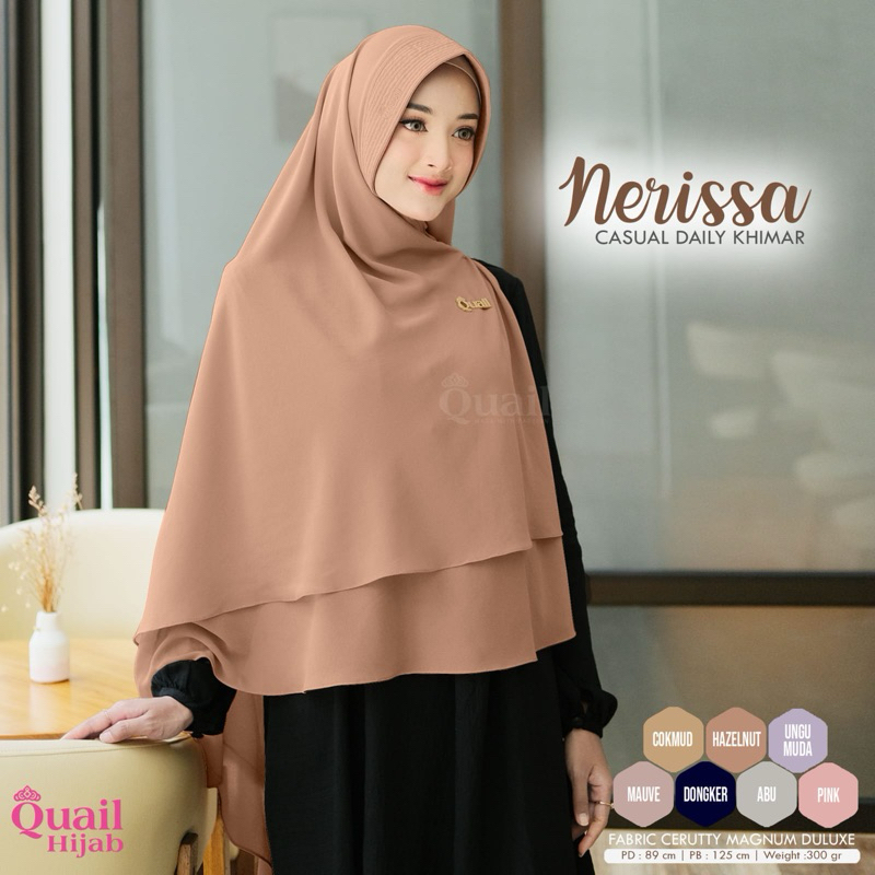 Nerissa Daily Hijab original Quail Hijab Wanita Khimar Ceruty Magnum Ceruty Quail Khimar Quail Neris
