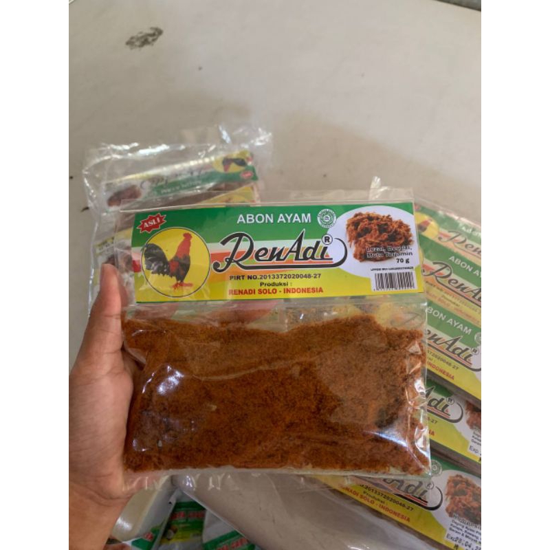 

ABON AYAM CAP RENADI KEMASAN 70 GRAM / ABON RASA AYAM MERK RENADI SOLO BERAT 70gr