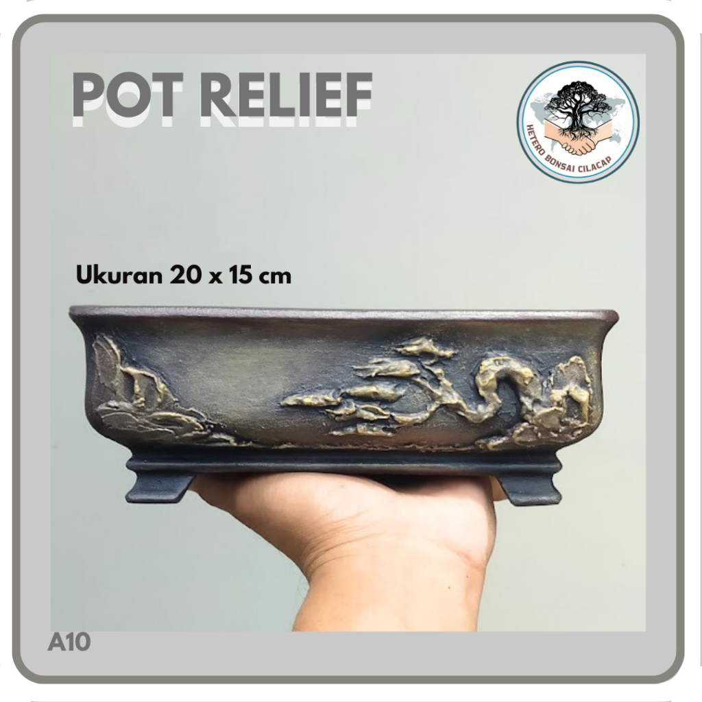 Pot Semen Relief Kotak Small Pot Bonsai Semen Desain Unik