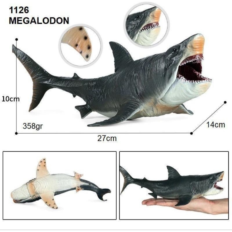 action figure megalodon shark hiu - koleksi figure pajangan shark - megalodon - hiu 30cm