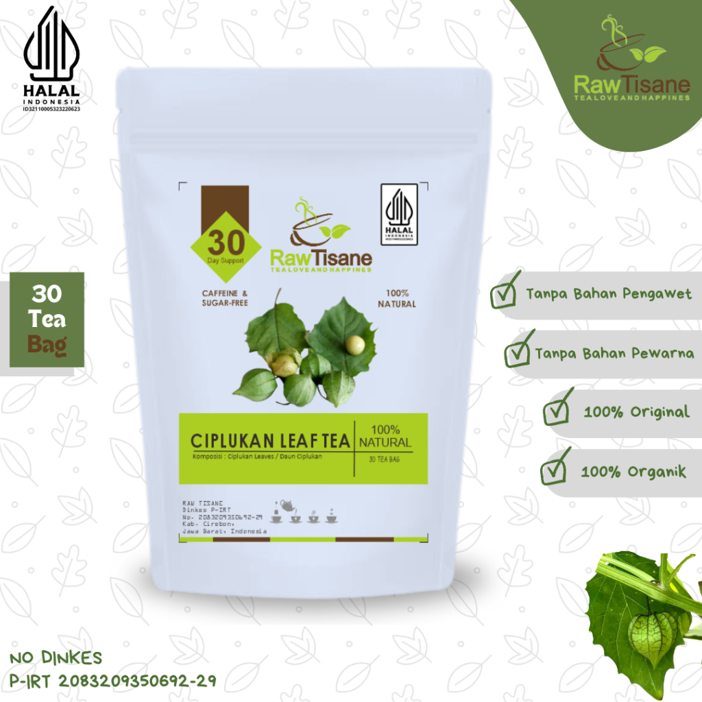 

RAW TISANE Ciplukan Leaf Tea : Teh Daun Ciplukan / Teh Celup Daun CiplukanIsi 30 Tea Bag