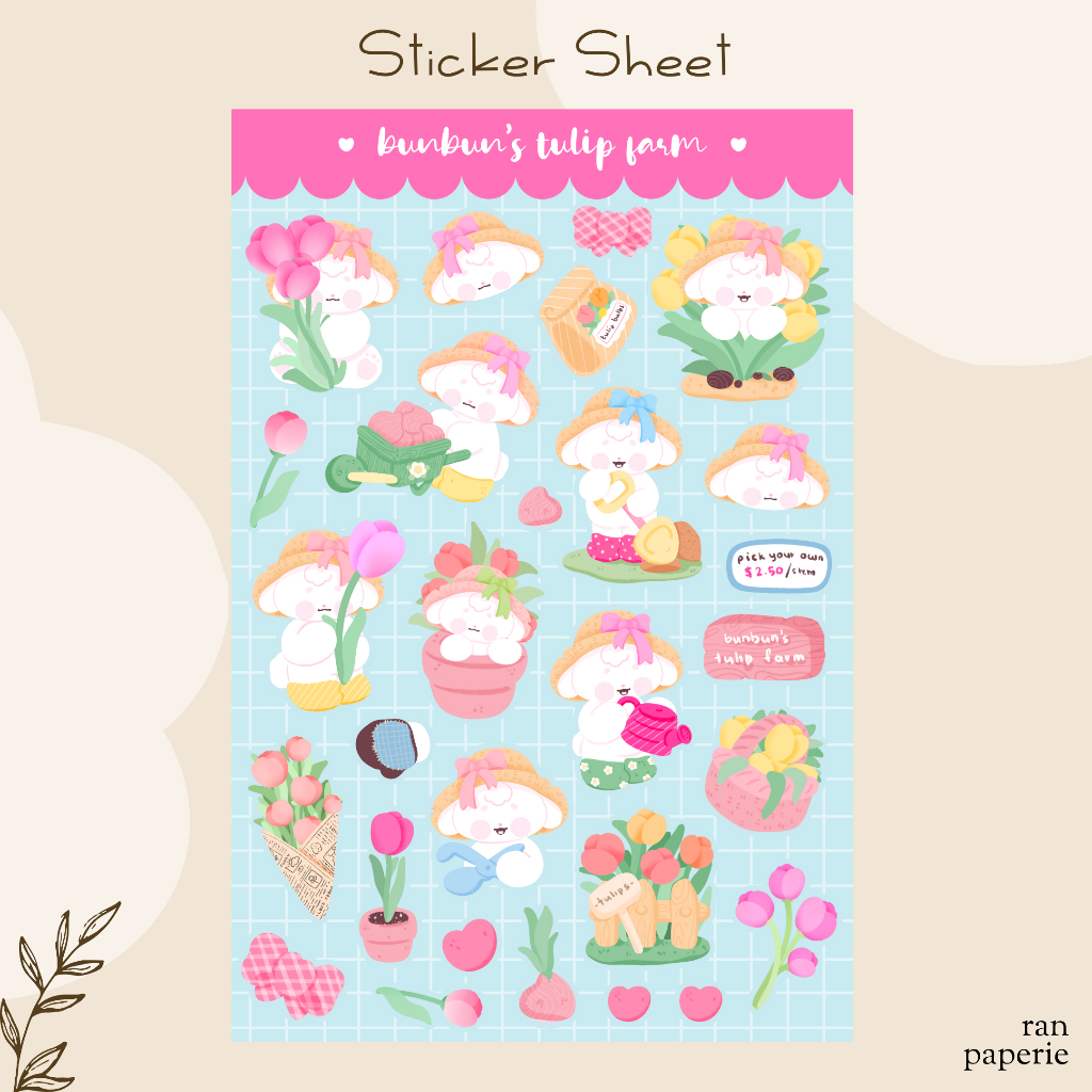 

Tulip Sticker Sheet Stiker Jurnal Deco Journaling Bujo Journal Lucu Waterproof Tahan Air