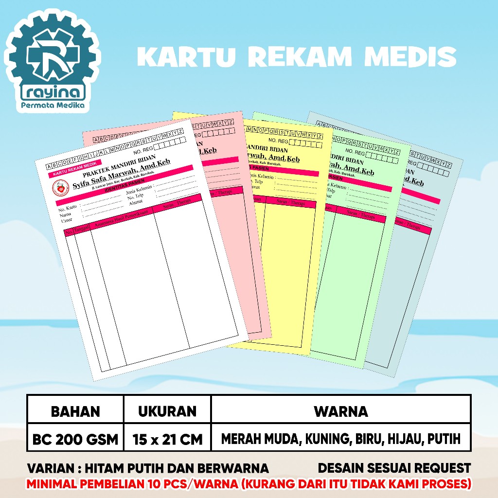 

Kartu Catatan Kesehatan Medis Ukuran A5 Tebal 200 GSM