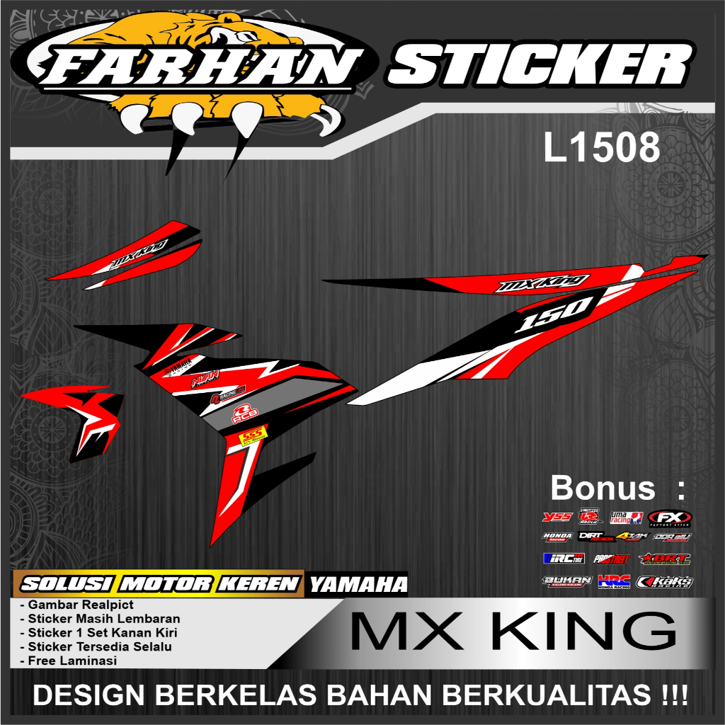 f1508 Stiker Motor Yamaha Mx King 150 List Racing Desain Minimalis Semifull