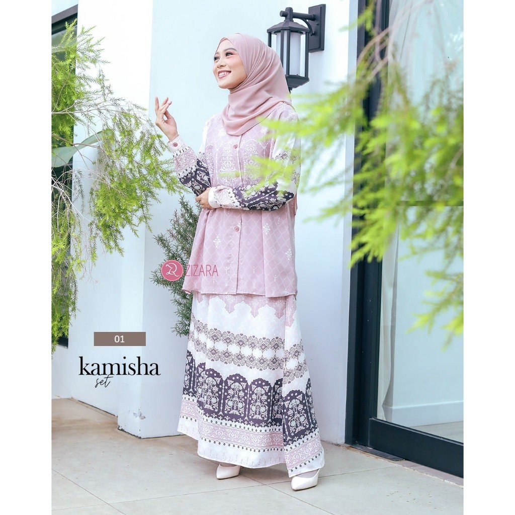 Kamisha Set Zizara Setelan Atasan Bawahan Tunik dan Rok Motif Etnik Baju Kondangan