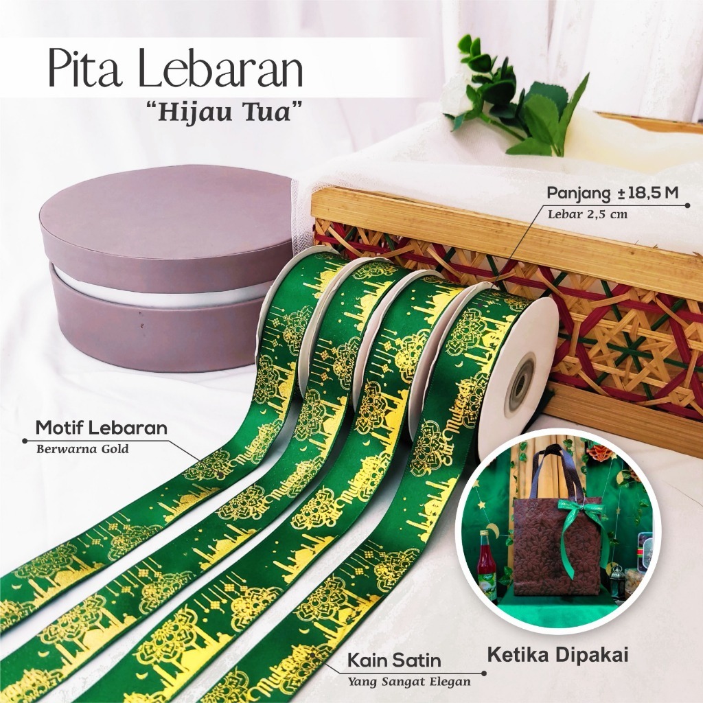 

TASECO Pita Roll Satin Lebaran Idul Fitri Pita Hampers Lebaran Pita Sablon Lebaran