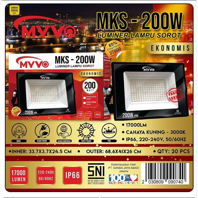 Myvo Sorot/Lampu Tembak 200Watt Lampu LED Flood Light 200W