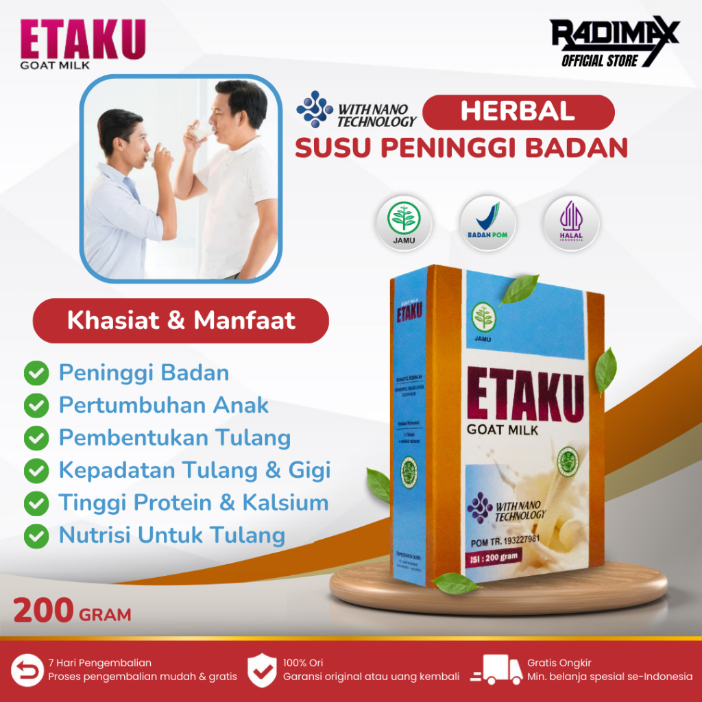 

Etaku Goat Milk - Susu Peninggi Badan Anak Remaja Dewasa Penambah Tinggi Badan Susu Kambing Etawa