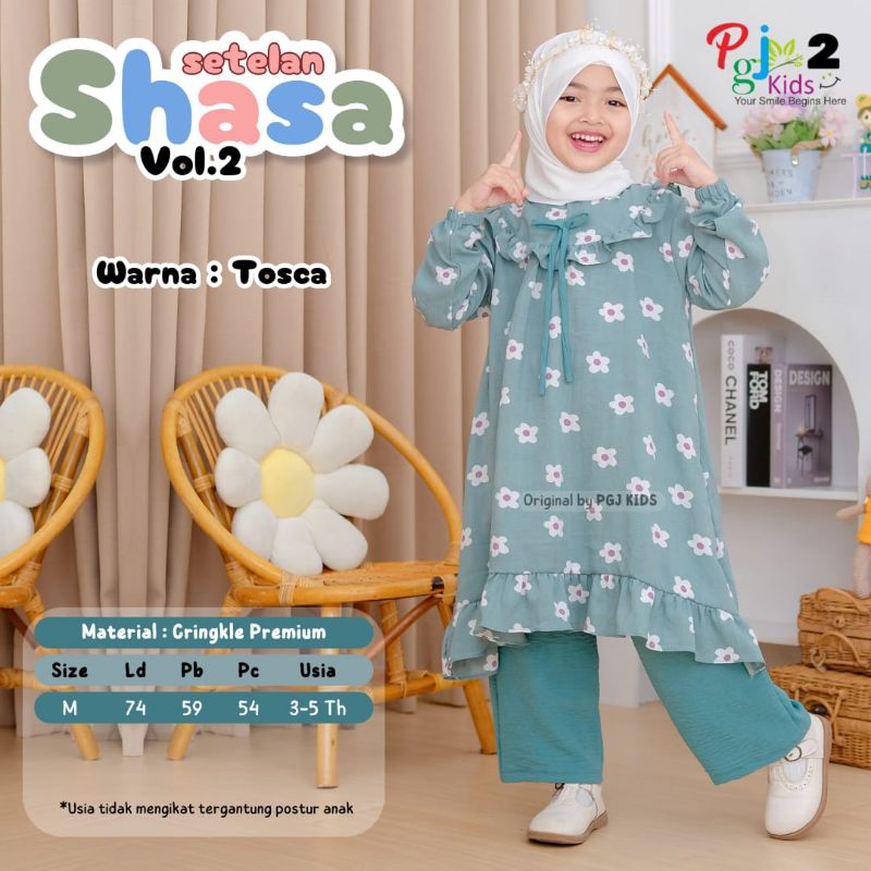 SHASA SET KIDS SETELAN MUSLIM ANAK PEREMPUAN BAJU LEBARAN ANAK PEREMPUAN MODEL TERBARU 2024