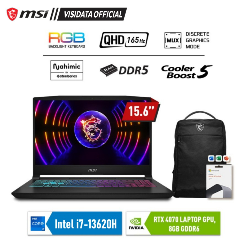 MSI Katana 15-1887 Intel i7-13620H 16GB 1TB RTX4070 15.6"QHD W11 OHS