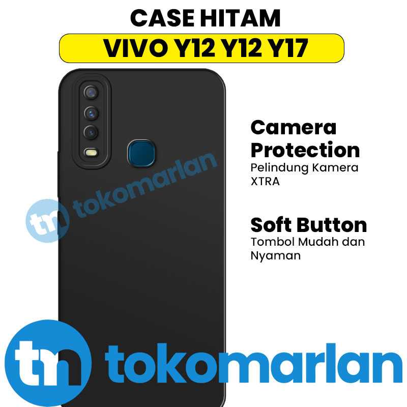 Case Matte Mate Jelly Softcase Camera Protection Vivo Y17 Y15  Y3 Y12 U10 Anti Shock Warna Hitam