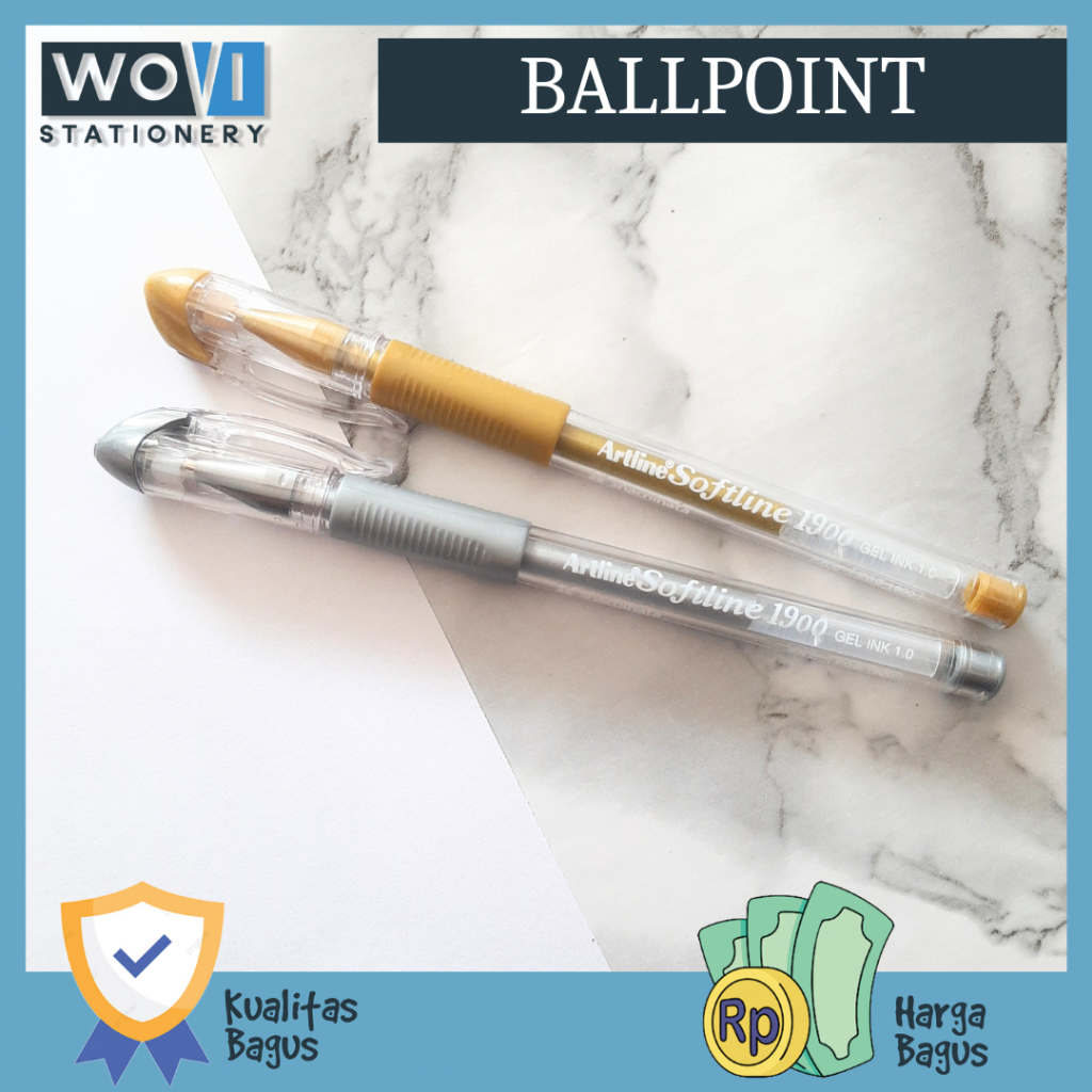 

[WOVI STATIONERY] Ballpoint Gel EGB-1900 Silver / Ballpoint Gel Gold / Pulpen Gel Silver [PCS]
