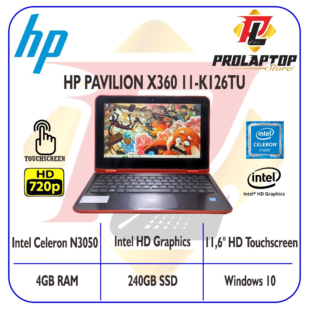 Laptop 2 in 1 HP Pavilion X360 11-k126TU Intel Celeron N3050 RAM 4GB SSD 240GB