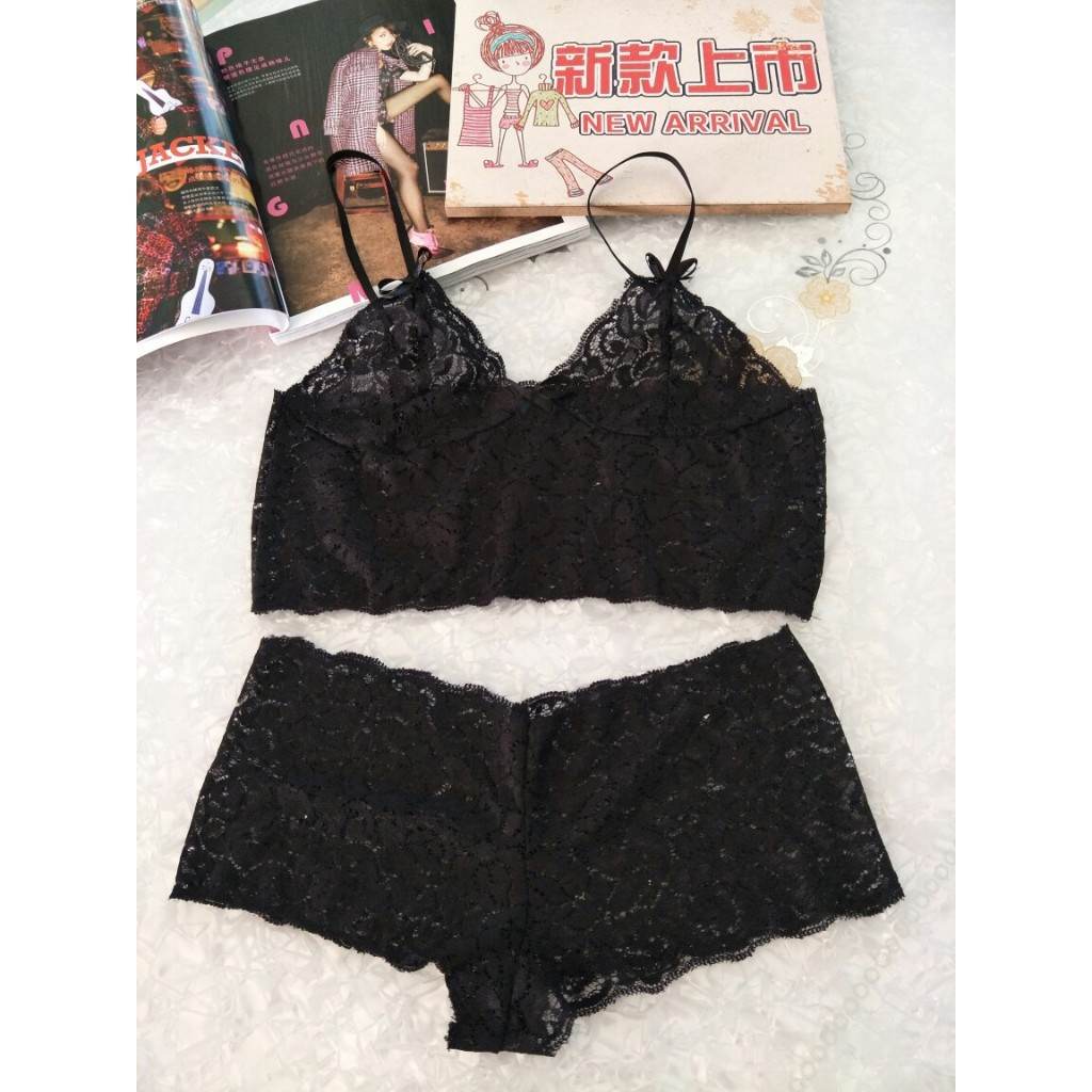 CUCI GUDANG 532 BRA SET BROKAT LINGERIE BH DENGAN CD TRANSPARAN NET JARING SEXY WANITA