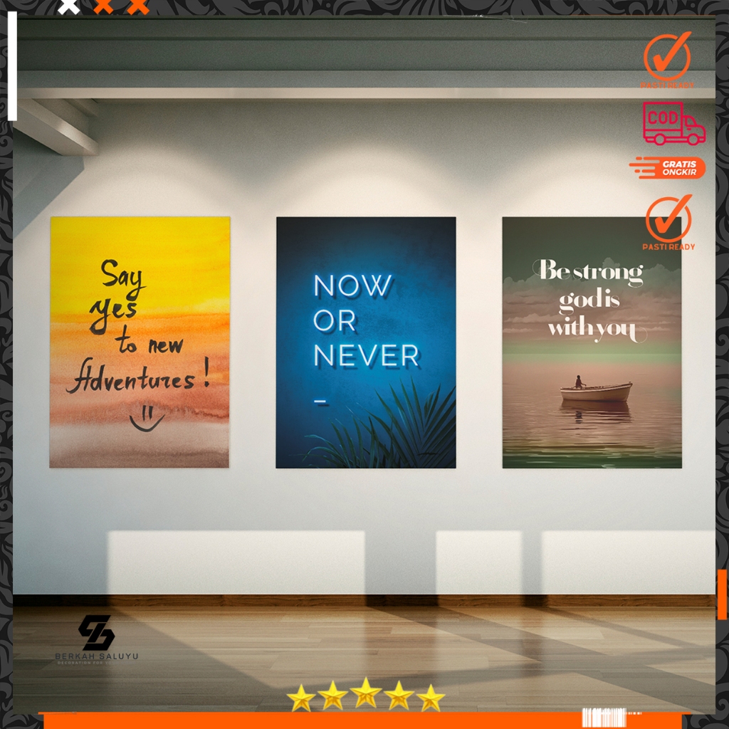 BerkahSaluyu-Poster Kayu Hiasan Dinding Quotes Aesthetic Wall Décor