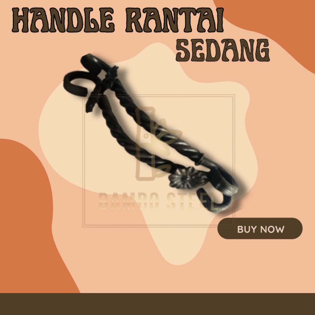 Handle Hendel Ulir Spiral Pegangan Pintu Pagar Besi Ornamen Panjang 28cm