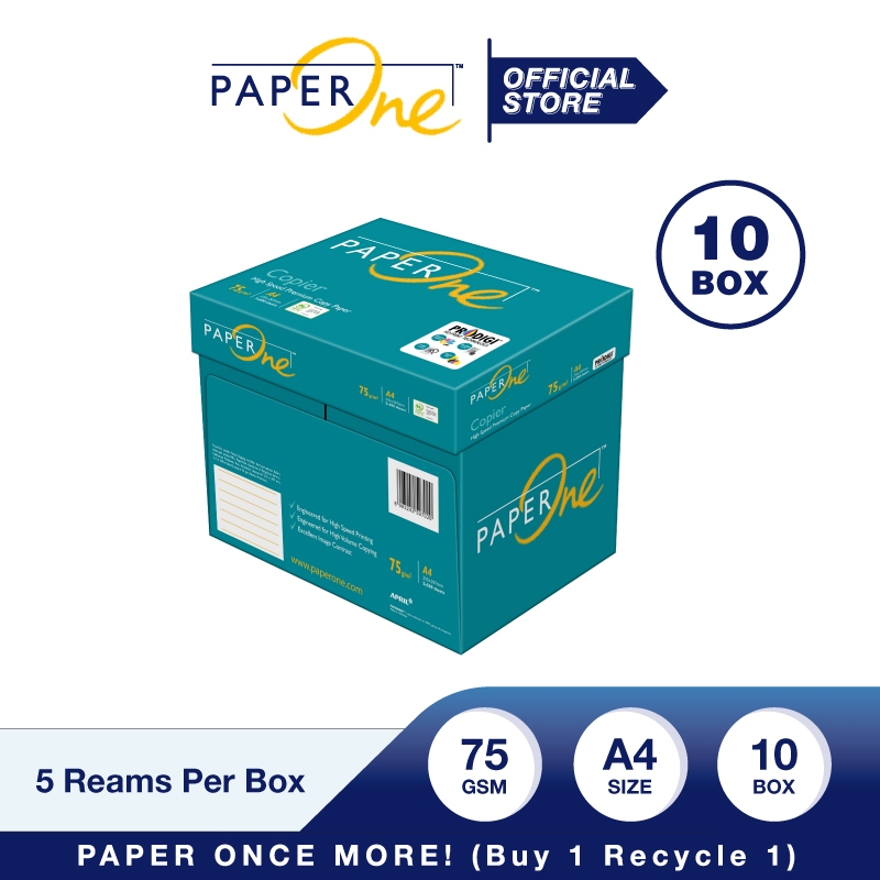 

PaperOne Kertas A4 75gr Copier 10 Box (25000 lembar) Kertas HVS A4 Kertas Fotocopy