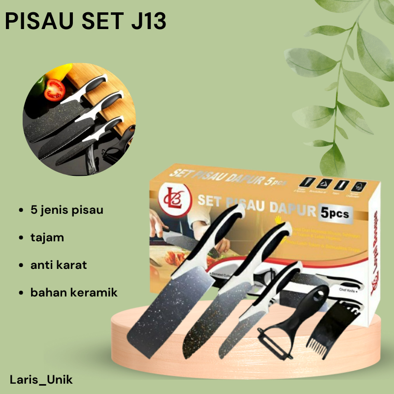Set Pisau Dapur isi 5 pcs Pisau Dapur pisau set warna talenan Knife Set 5 Pcs J13 Pisau Set Keramik