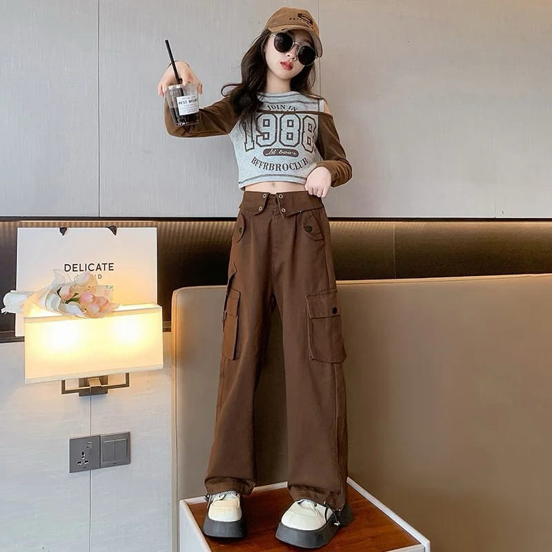 Setelan Cargo Anak Perempuan 6-10 tahun