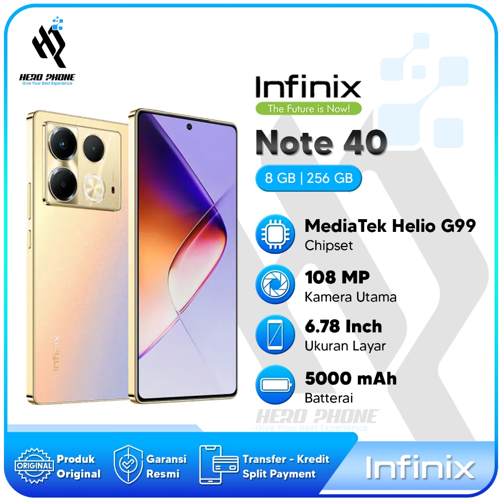 Infinix Note 40 RAM 8/256GB Up to 16GB Extended RAM Helio G99 6.78" FHD+ Amoled 120HZ