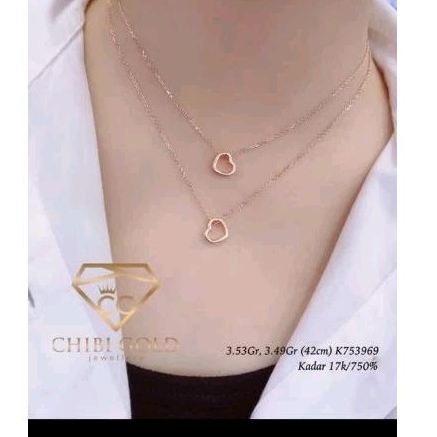 CHIBIGOLD - KALUNG KOYE LOVE MATA SAMPING WARNA EMAS 750 KADAR 17K - CHIBI GOLD